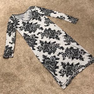 Beautiful grey and black floral sweater dress